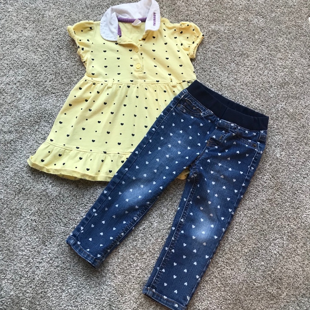Cat and jack heart jeggings 2T